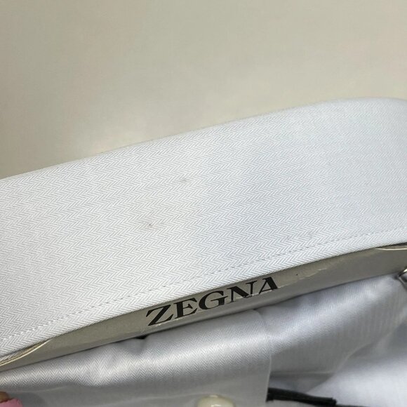 Zegna Men's Micro-Striped Trecapi Cotton Dress Shirt Light Blue Size 16.5 - Picture 3 of 6